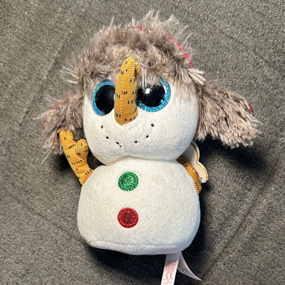 Ty Beanie Boos White Plush with Brown Bow